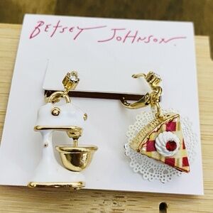 New Betsey Johnson blender and cherry pie Mismatched Earrings